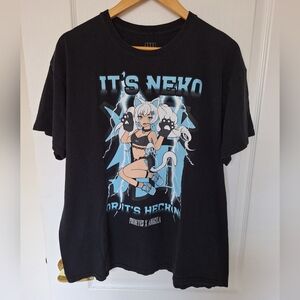Rare! Men's Manga Anime Girl Nude FourEyes X Ahhgela Neko Or Heck No T-Shirt XL